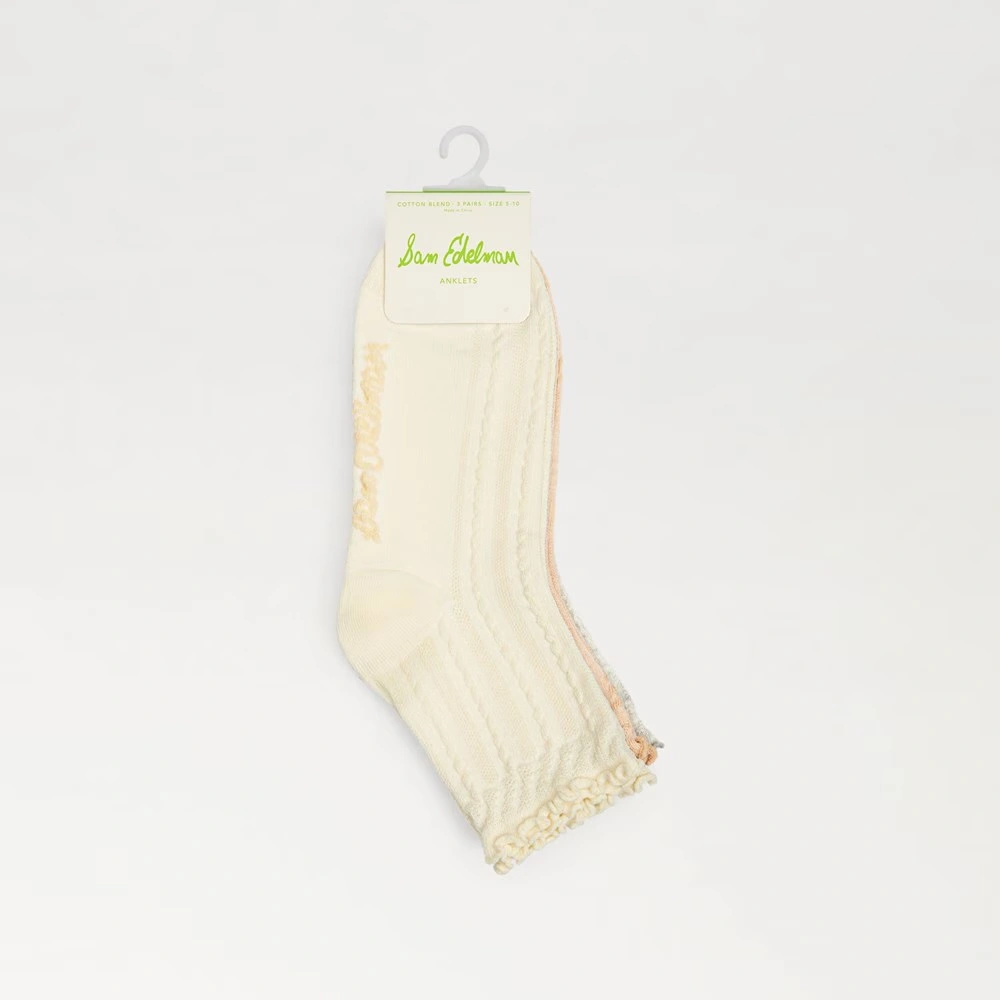 3 Pack Cotton Blend Pointelle Midanklet