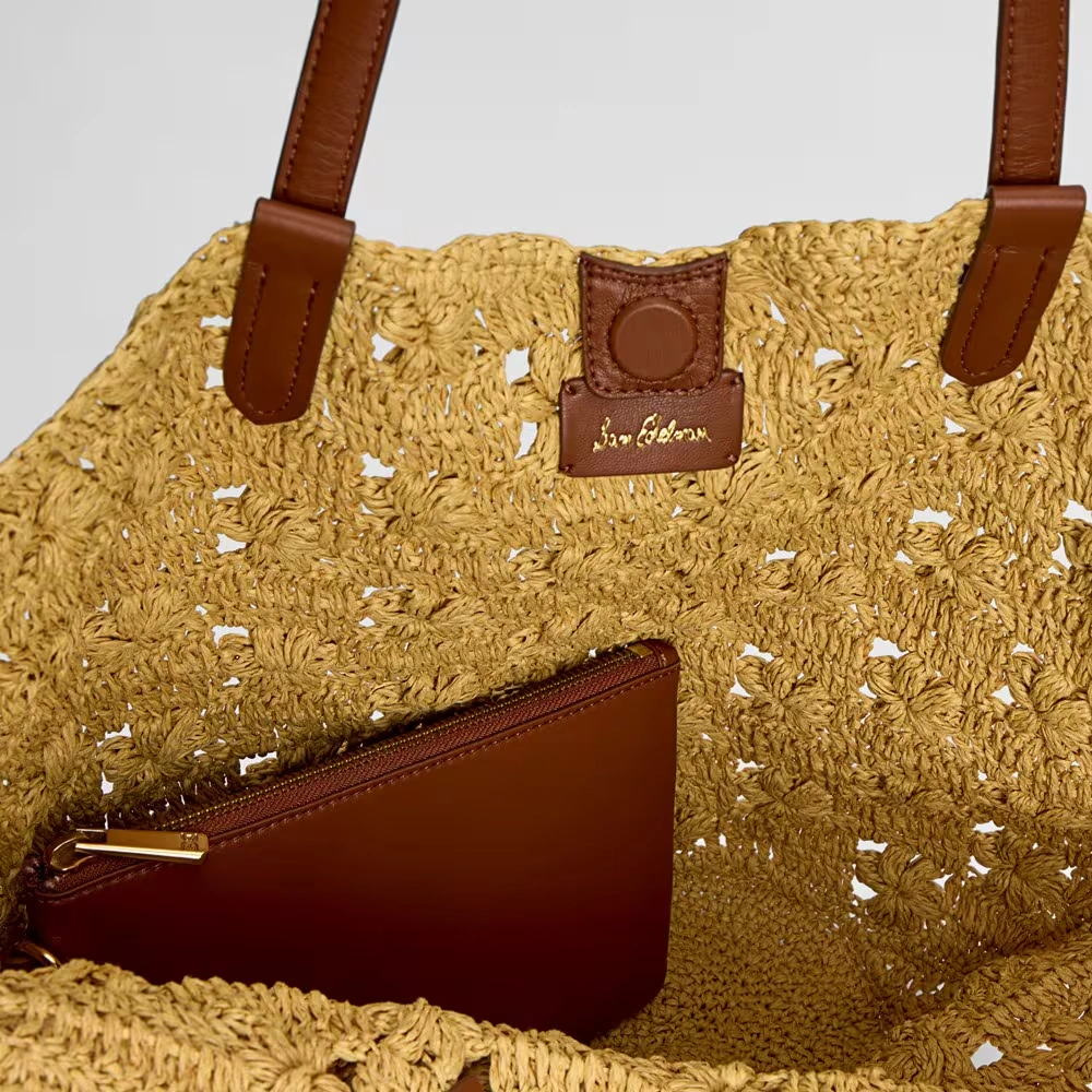 Layla Floral Raffia Fan Tote