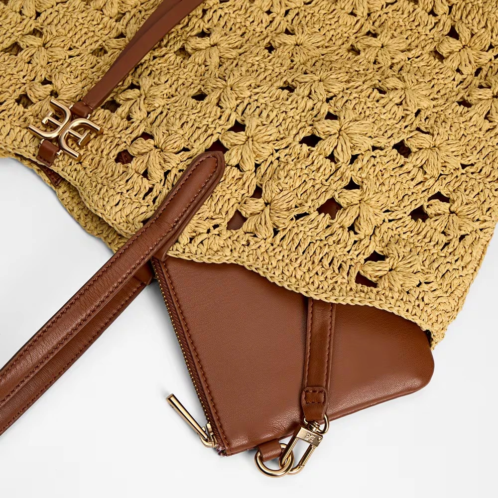 Layla Floral Raffia Fan Tote