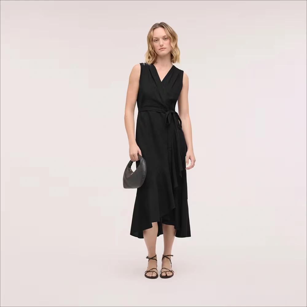 Sleeveless Faux Wrap Maxi Dress