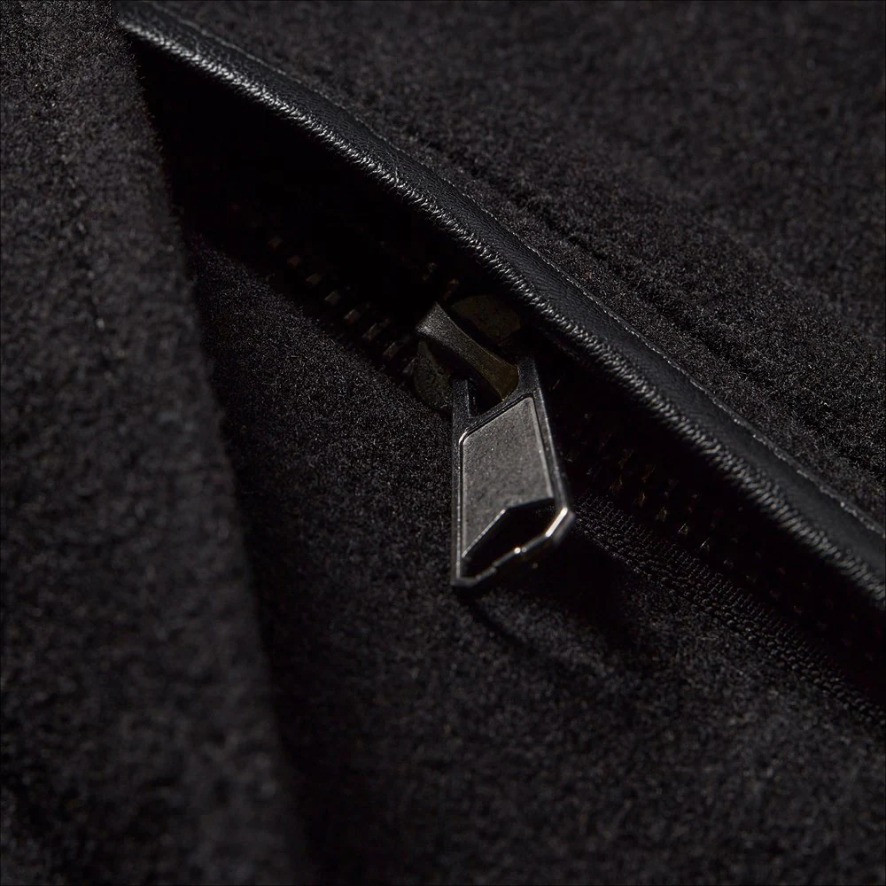 Single Breasted Wool Pu Trim Coat