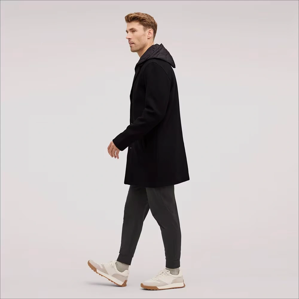 Single Breasted Wool Quilted Bib Coat