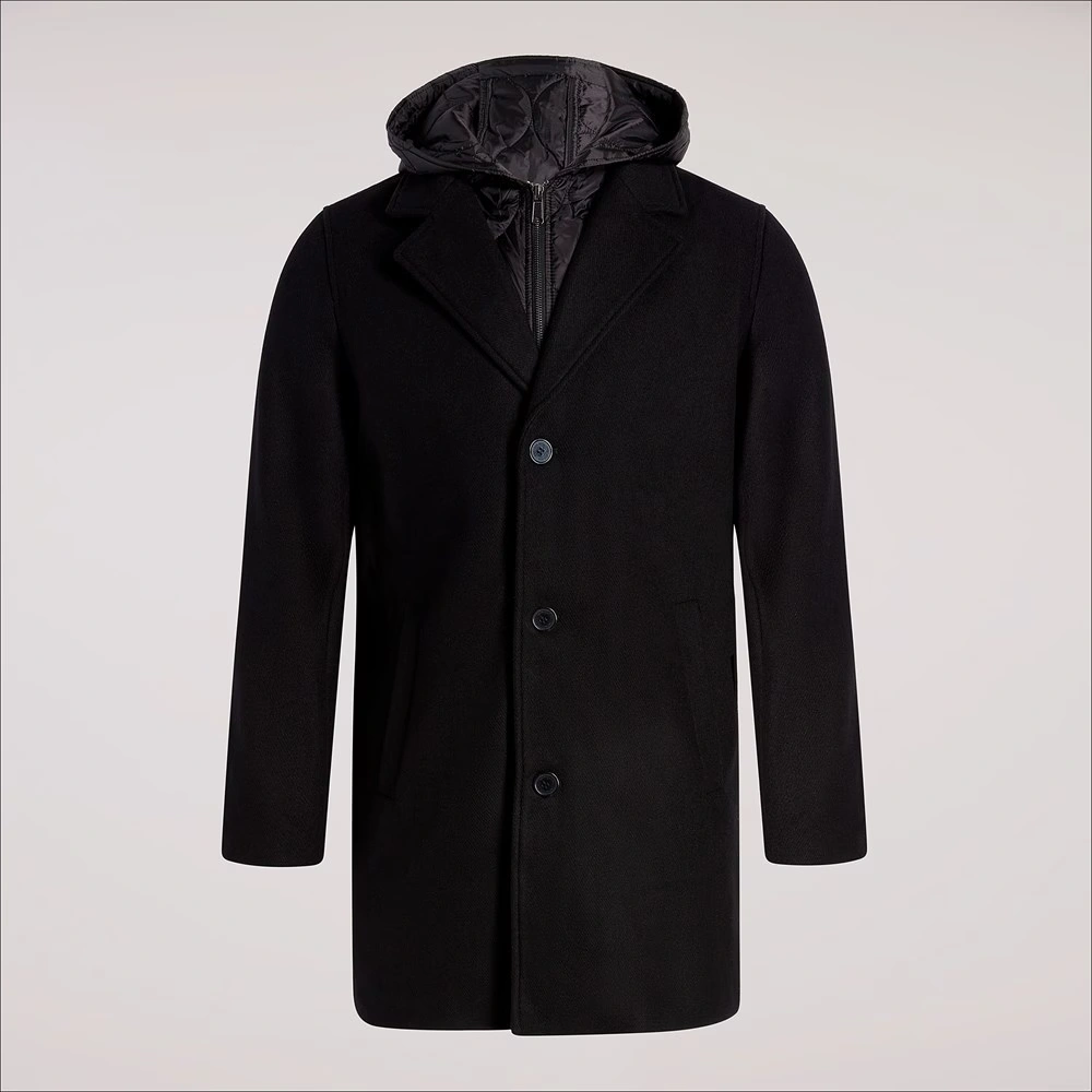 Single Breasted Wool Quilted Bib Coat