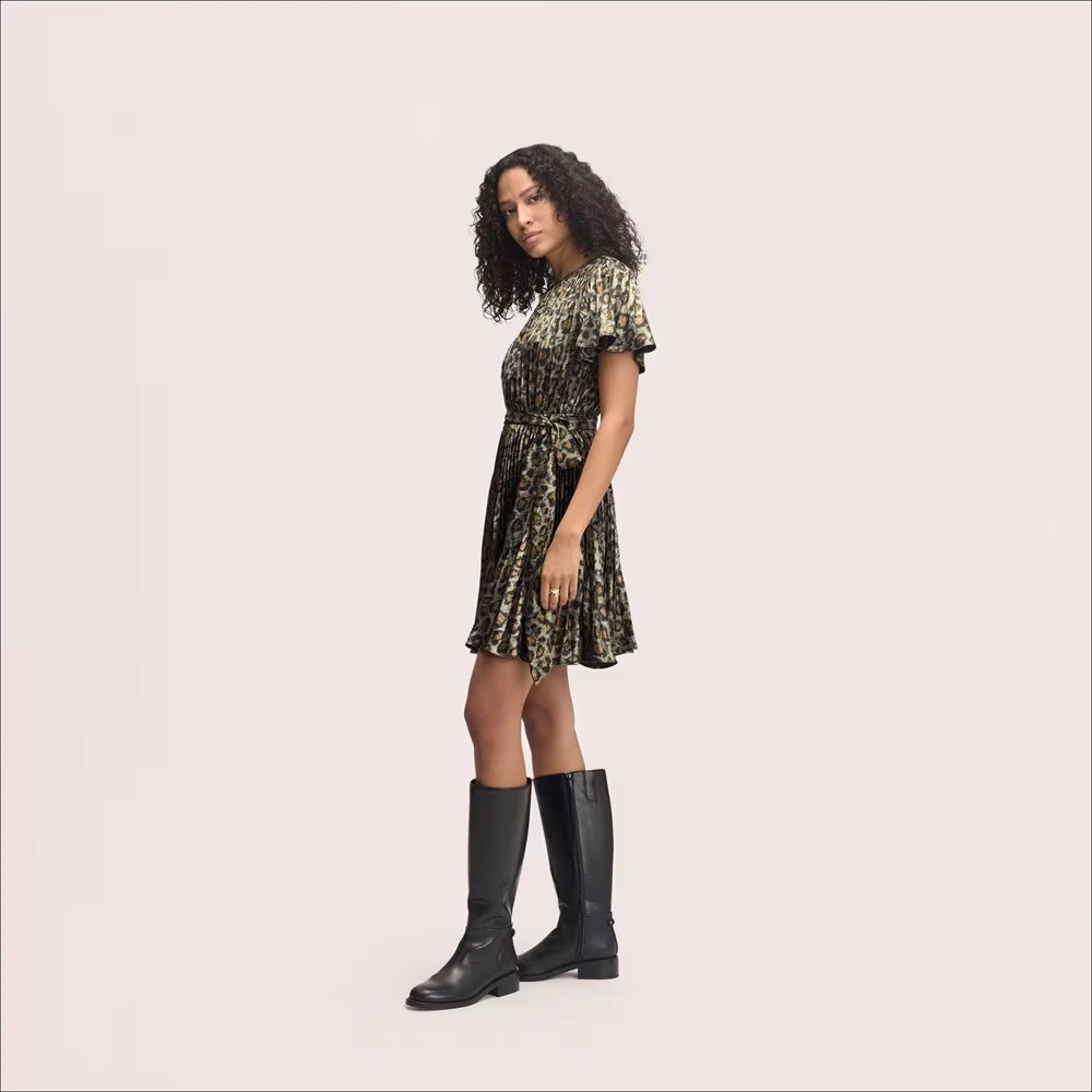 Short Sleeve Pleated Mini Dress