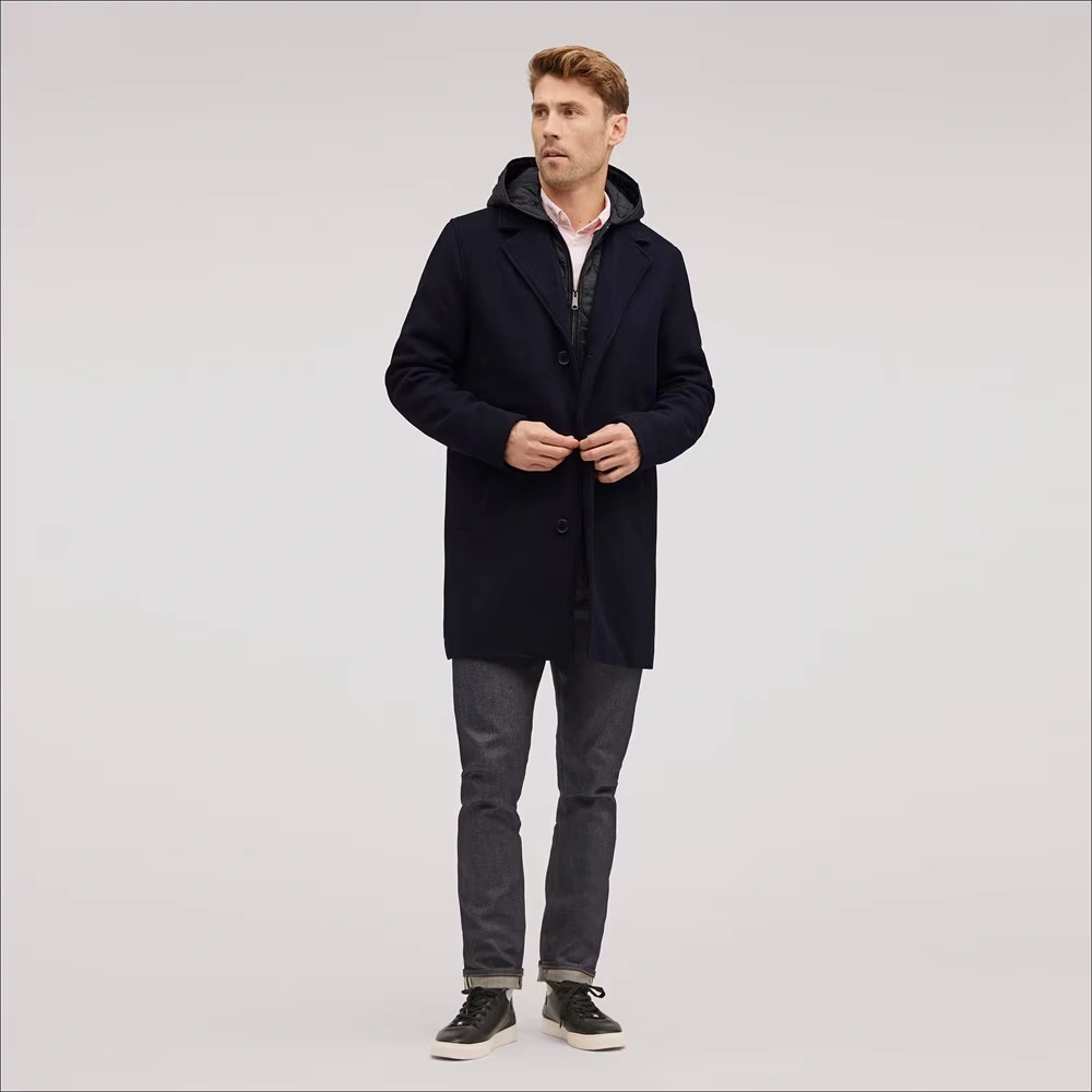 Single Breasted Wool Quilted Bib Coat