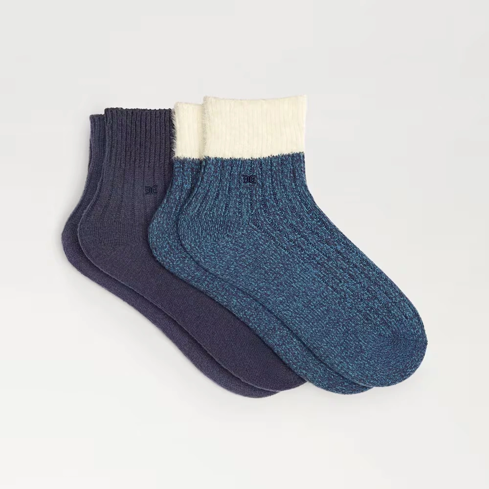 2 Pack Rib Soft Feather Cuff Midi Boot Sock