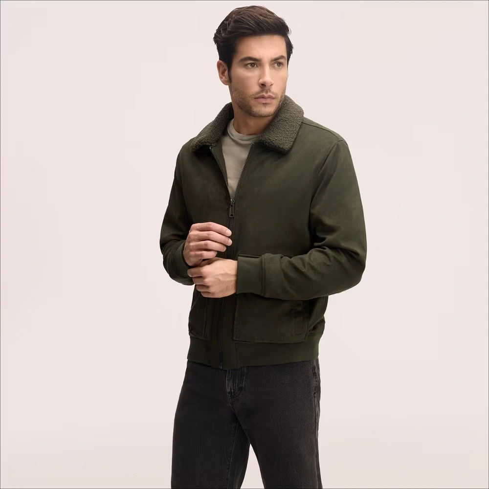 Sherpa Collar Suede Bomber