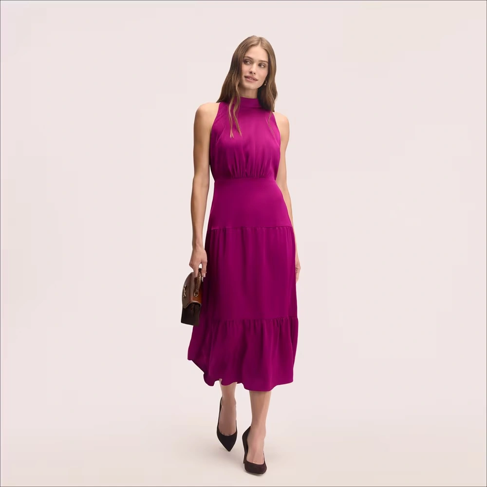 Fluid High Neck Maxi Dress